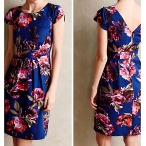 Anthropologie Moulinette Soeurs Rosado Blue Floral Sheath Dress Size 6 gorgeous